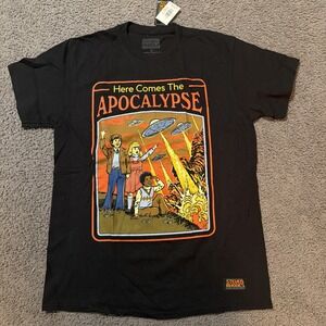 Steven Rhodes Men Here Comes The Apocalypse T-Shirt Medium NWT 100% Cotton Black